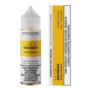VAPO - E Liquid Gold Tobacco 60mL Freebase 3, 6, 9, 12 & 18mg