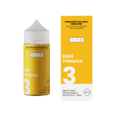 VAPO - E Liquid Gold Tobacco 100mL Freebase 3, 6, 9, 12 & 18mg