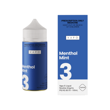 VAPO - E Liquid Menthol Mint 100ml Freebase 3, 6, 9, 12 & 18mg