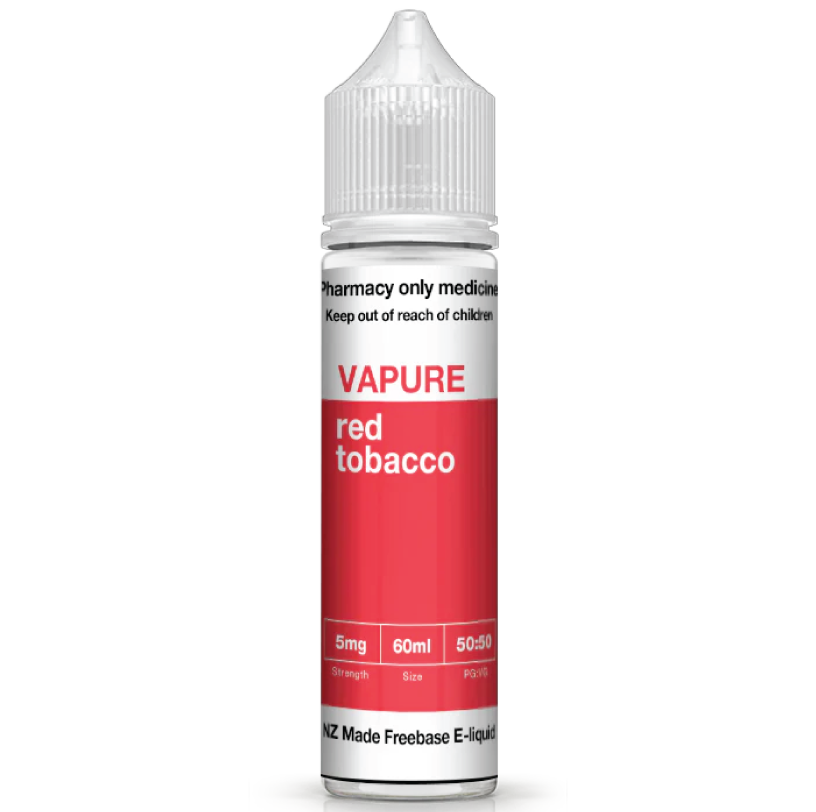 VAPURE RED TOBACCO FREEBASE (60ML BOTTLE) 5/10mg